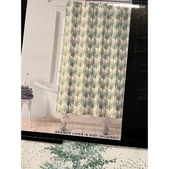 Ralph Lauren Cotton Fabric Shower Curtain Evergreen Trees Green Farmhouse 70x72 - Picture 3 of 6